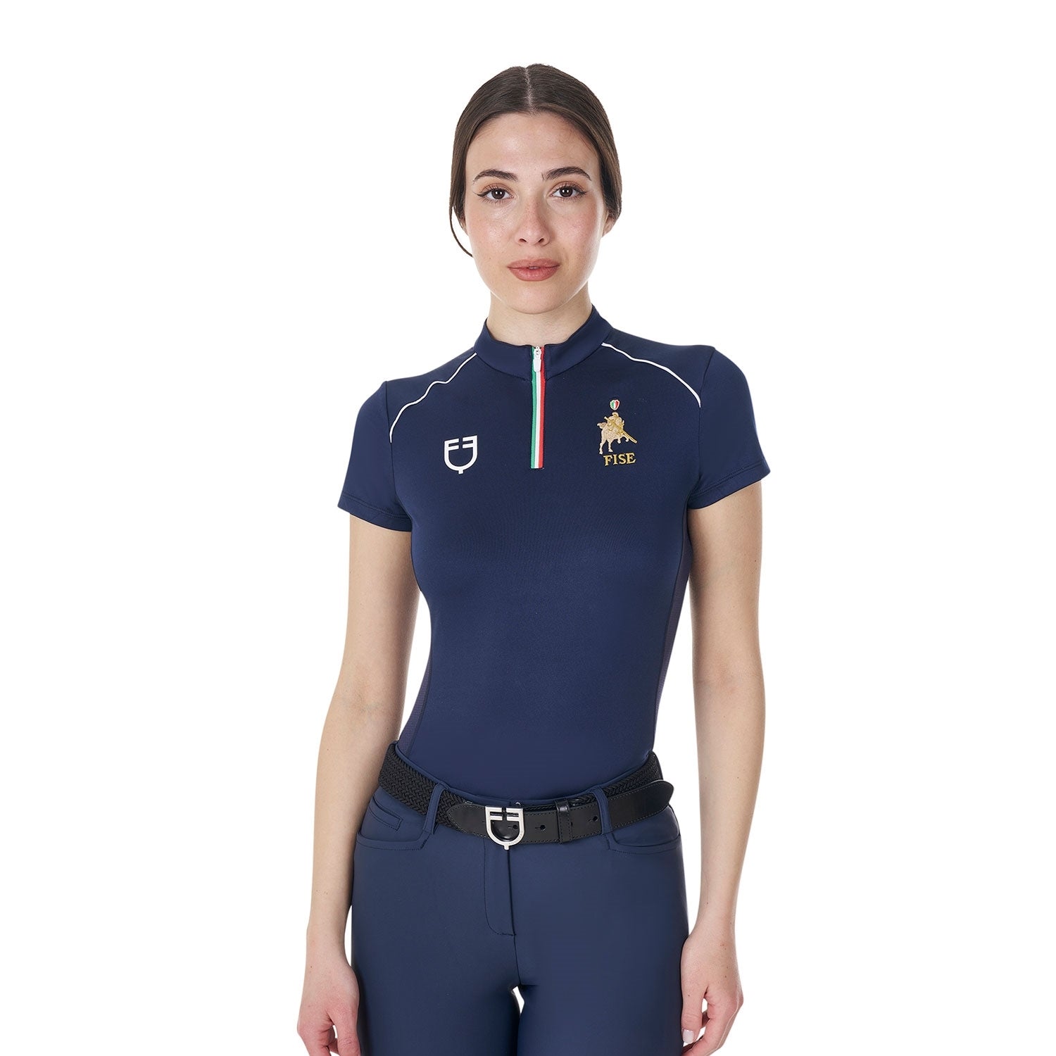 POLO DA COMPETIZIONE ZIP TRICOLORE EQUESTRO X FISE