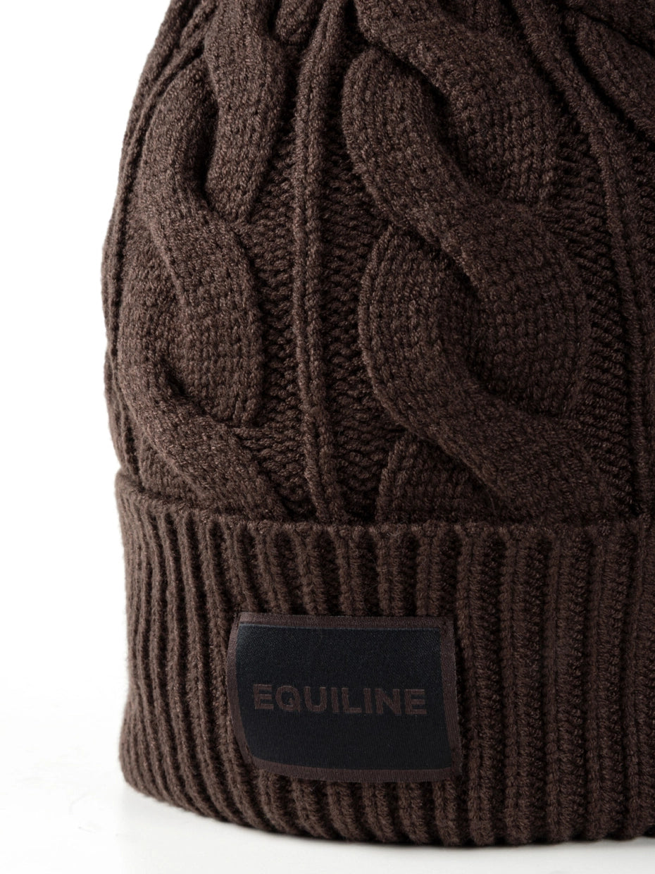 CAPPELLO LAVORATO A MAGLIA CON PONPON EQUILINE