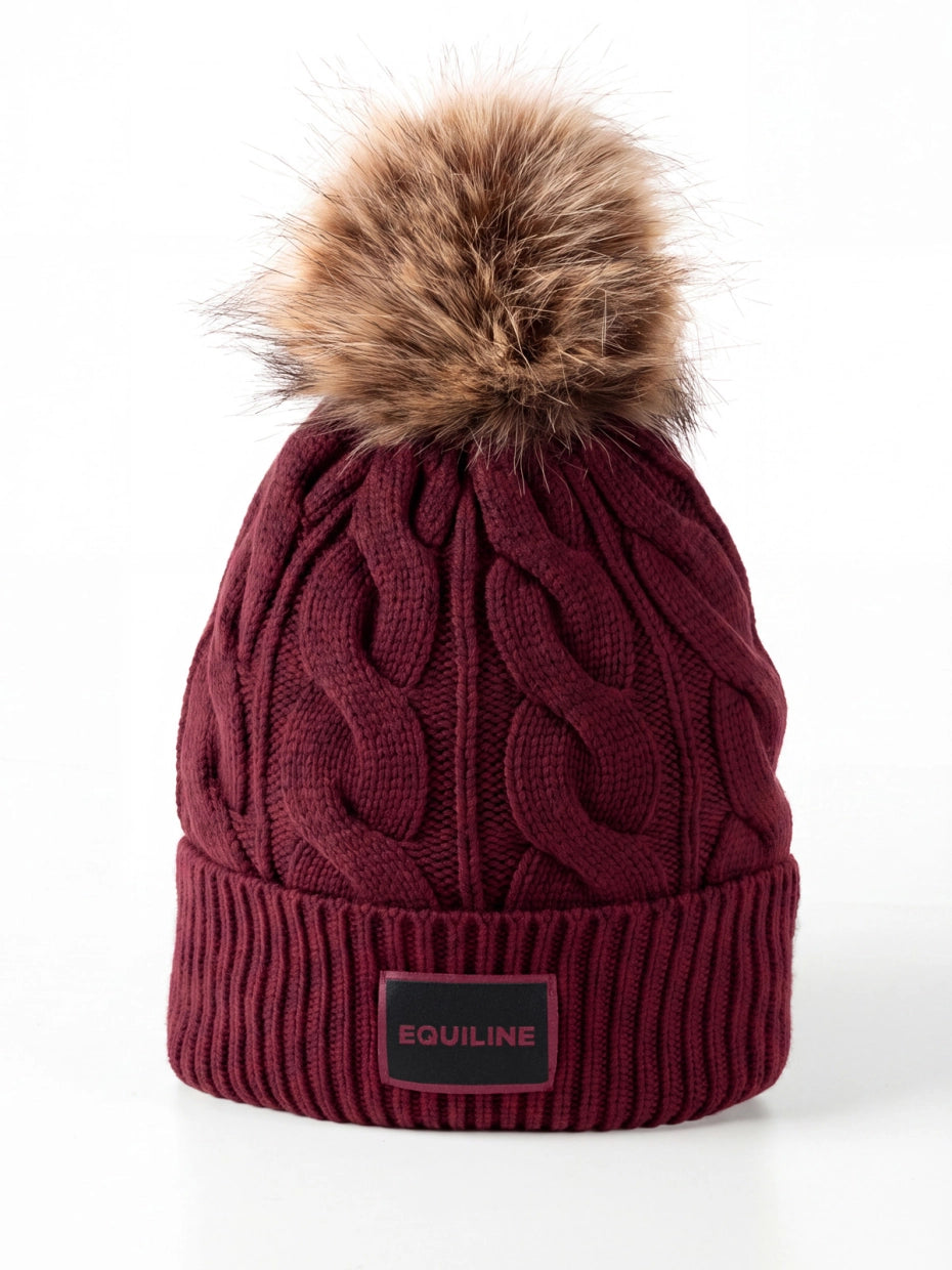 CAPPELLO LAVORATO A MAGLIA CON PONPON EQUILINE