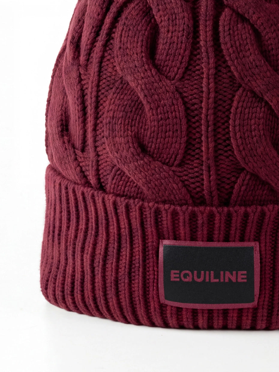 CAPPELLO LAVORATO A MAGLIA CON PONPON EQUILINE