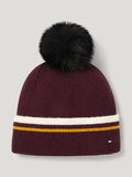 DEAN POM POM BEANIE DEEP BURGUNDY TOMMY HILFIGER