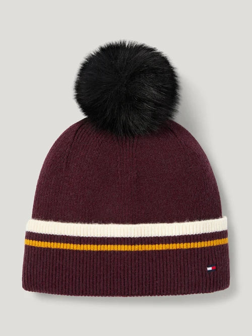 DEAN POM POM BEANIE DEEP BURGUNDY TOMMY HILFIGER