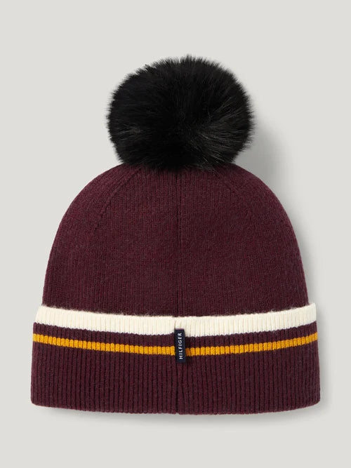 DEAN POM POM BEANIE DEEP BURGUNDY TOMMY HILFIGER