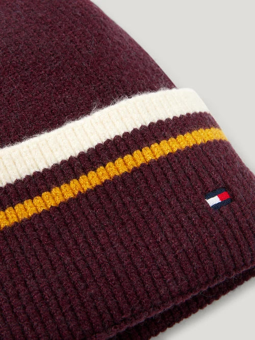 DEAN POM POM BEANIE DEEP BURGUNDY TOMMY HILFIGER