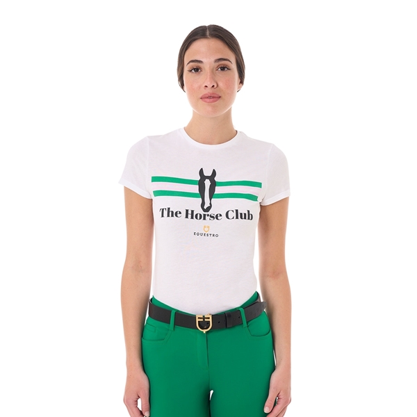 Immagine di T-shirt donna Stripe Horse Club in cotone