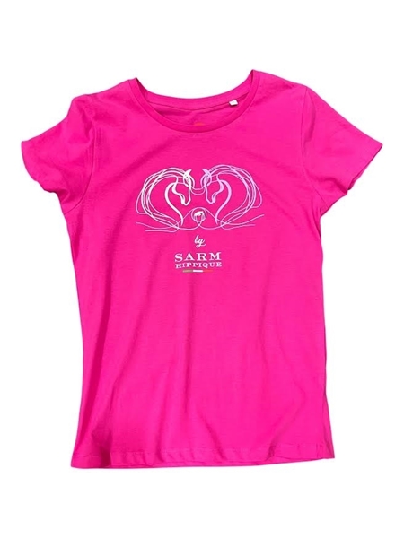 Immagine di T-shirt Sarm Hippique donna con stampa cavallo stilizzato rosa